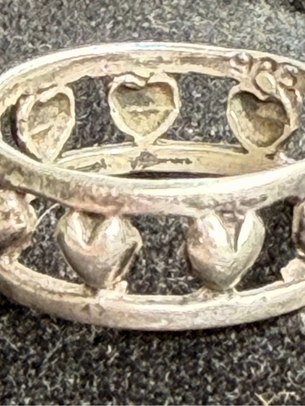 Sterling Silver Heart Link Band - Silver Heart Ring 925